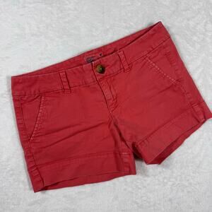Y2K American Eagle Outfitters Coral Red Chino Low Rise Women's 2 Shortie Shorts